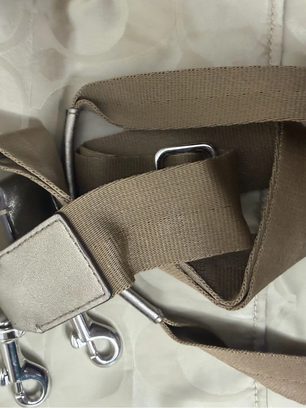COACH Metallic & Beige Baby Bag or Tote with Shoulder Strap and Hangtag F77577